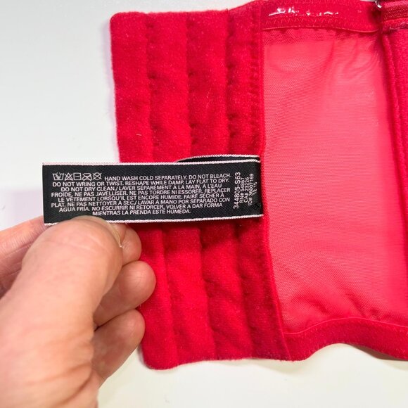 Victoria's Secret Size 32C Red Lace Underwire Boned Corset Bra Strapless - Picture 4 of 8